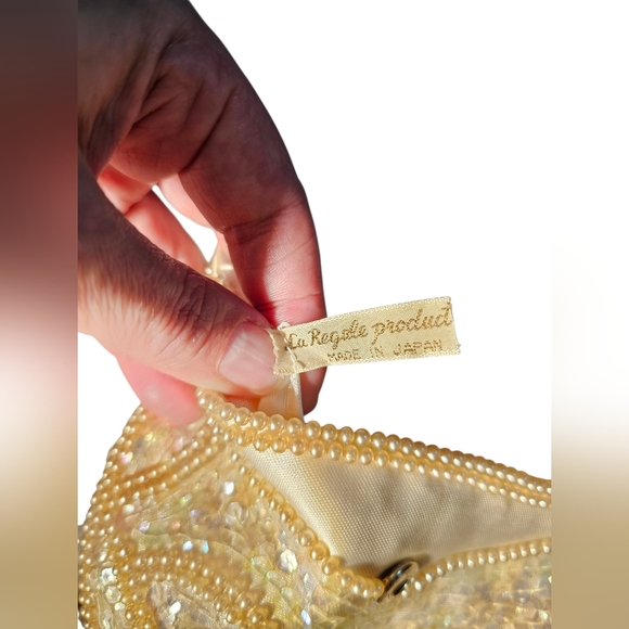 ​🛍️VINTAGE La Regale Ivory Pearl Sequin Clutch 1950s Beaded Evening Bag - Picture 3 of 6